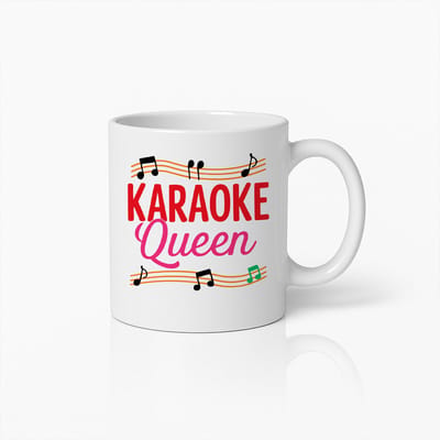 Karaoke Queen Mok 330ml – Leuke Muziekliefhebber Koffiebeker | Perfect Cadeau voor Zangers, Vrienden & Feestliefhebbers