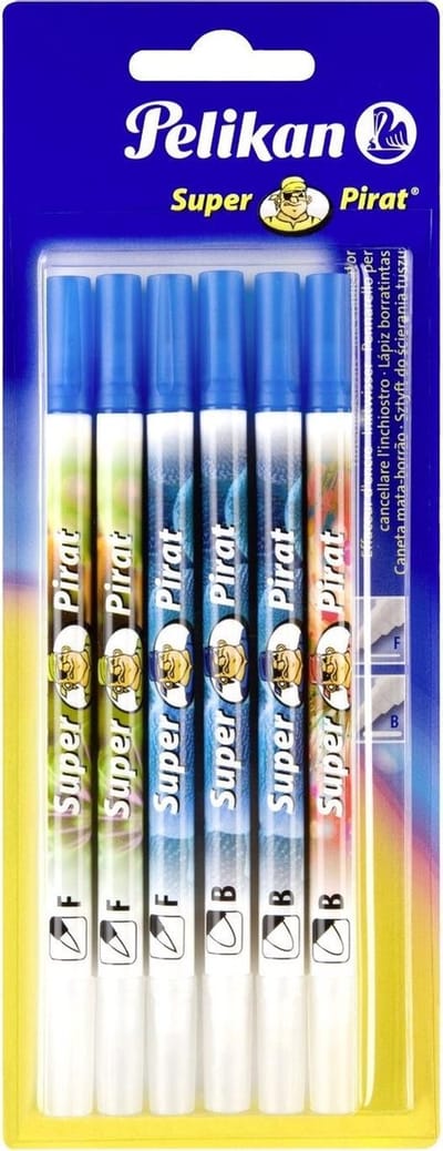 Pelikan - Super Pirat inktwisser - 6 stuks (3x fijne en 3x brede wispunt)