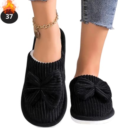 Nivard Warme Pantoffels - Sloffen - Slippers - Dames - Heren - Pluche - Maat 37 - Zwart