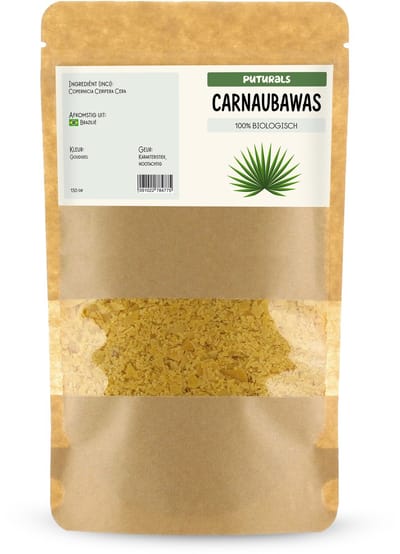 Puturals Carnauba Wax 100% Natuurlijk - 150gr - Hypoallergeen en Vegan - Alternatief voor Bijenwas - Carnauba Wax voor Cosmetica en DIY toepassingen