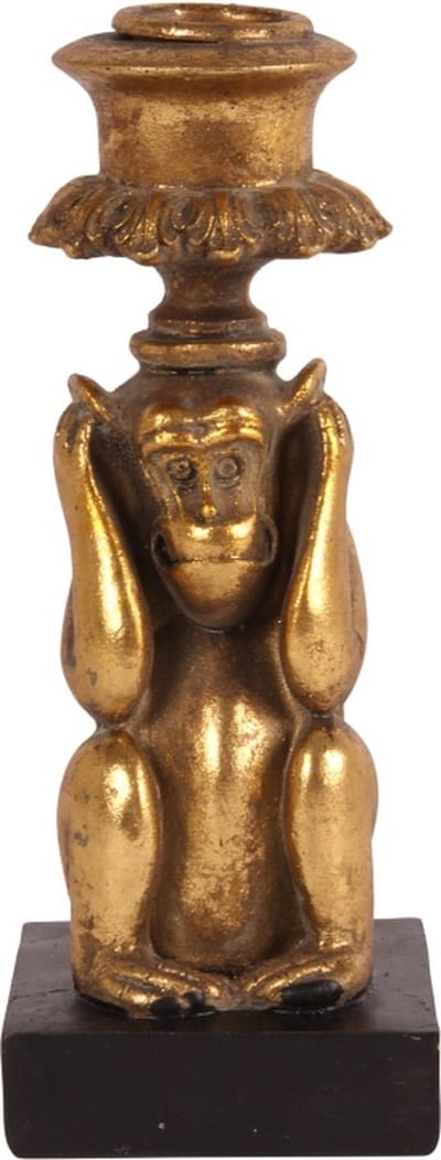 Baroque - Kandelaar - Kandelaar Aap 15 cm - Goud - Resin - 15x6x6 - Polyresin