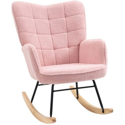 Schommelstoel - MUVOE - Lammy-look - Roze - Draagvermogen 120 kg - Elegant roze