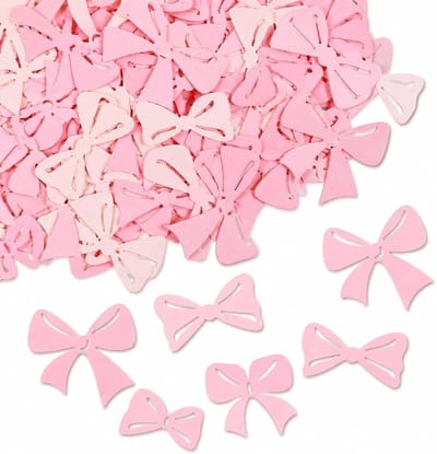 SnelShoppen - Tafelconfetti Roze Strikken 120 Stuks - Papieren Strooi Decoratie voor Verjaardag, Bruiloft, Babyshower - 2 Designs - Grote en Kleine St
