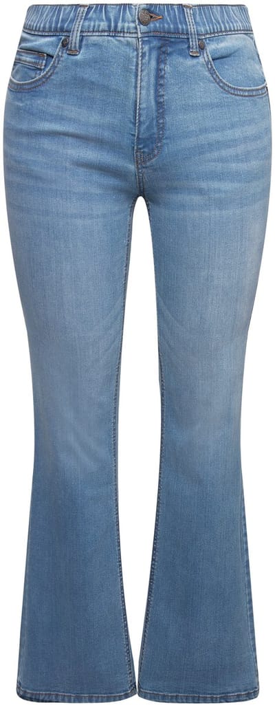 Ulla Popken - Dames - Bootcut jeans Marie wijde pijpen 5-pocket model - Licht blauw denim - Maat 56