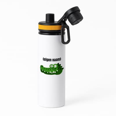 Hacebo® - krokodil hoofd met eigen naam waterfles met draaidop oranje - Krokodil - krokodillen liefhebbers - iemand die houdt van krokodillen - verjaardag - cadeau - kado - water fles - 850ML