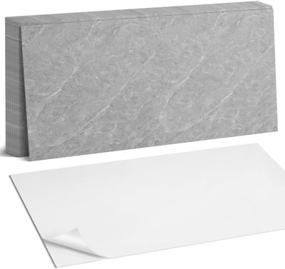 Coloray Plaktegels - Natuursteen textuur Zelfklevende Wandtegels - 40 cm x 20 cm - Grijs Plaktegels - 10 stuks - Rechthoek PVC Tegels - Plaktegels Badkamer - Vloertegels Zelfklevend - Vinyltegels Vloer Zelfklevend - Portugese Tegels