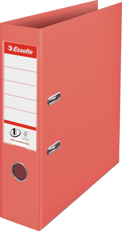 Esselte No.1 Colour'Breeze A4 Ordner voor 500 Vellen - Rugbreedte van 75 Millimeter - Lichtgewicht en Sterke Map - Koraal