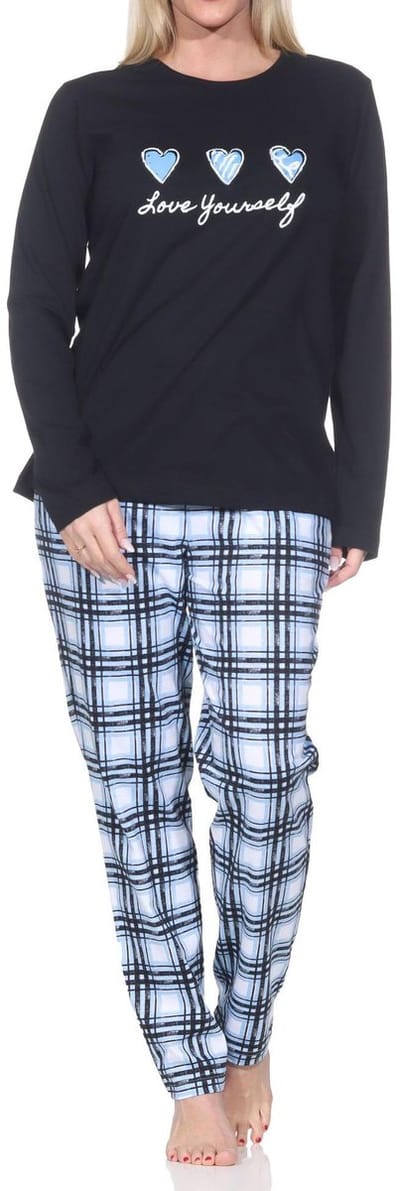 Normann damespyjama met geruite jersey pyjamabroek - ook in grote maten
