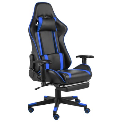 vidaXL - Gamestoel - draaibaar - met - voetensteun - PVC - blauw