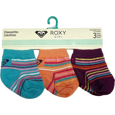 Pack 3 Calcetines Bebé Roxy Inside Spark Logo 7a508t Estampado Rayas 0-6 Meses