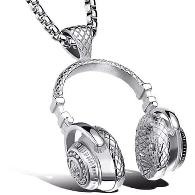 DJ Ketting met Koptelefoon Hanger - Zilver Kleurig - Kettingen Heren Dames - Muziek Liefhebber - Papa Cadeau Voor Mannen - Vaderdag