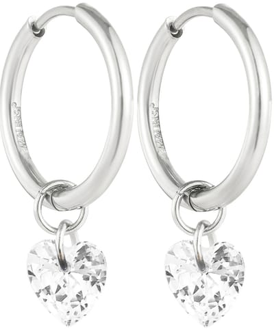 Malinsi® Oorbellen Dames Hybrid Hart - Zilverkleurig 12mm RVS - Sieraden Oorringen Vrouw - Oorstekers meisje