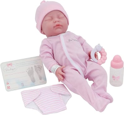 Babypop - Realistische pop - Kinderen verzorgen - Wasbaar vinyl - 39 cm - Roze