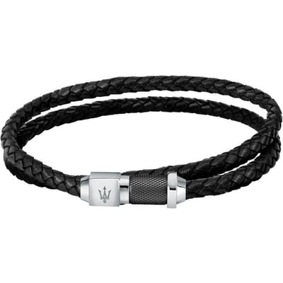 Maserati Jewels Armband van Gerecycled Leer en Roestvrij Staal JM223AVE18 - Voor Mannen black