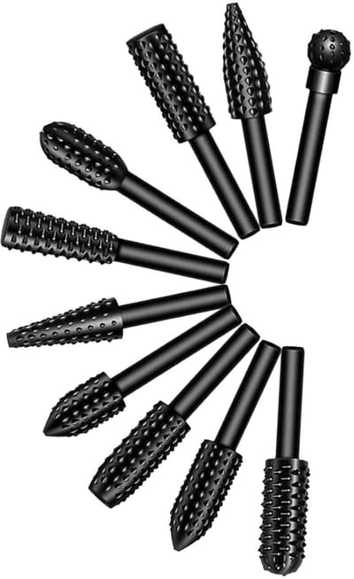 Houten Rasp Set - Frezen Boren - Houtbewerking Graveren - 10 Delig Staal - 1/4 Inch Schacht