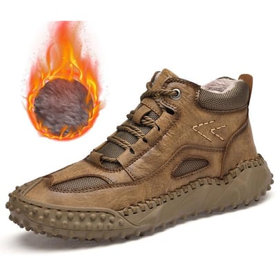Herfst en Winter Nieuwe Heren Casual Alles-Passende Sport Mode Mid-Top Leren Schoenen plus Maat Handgemaakte Schoenen 46 brown