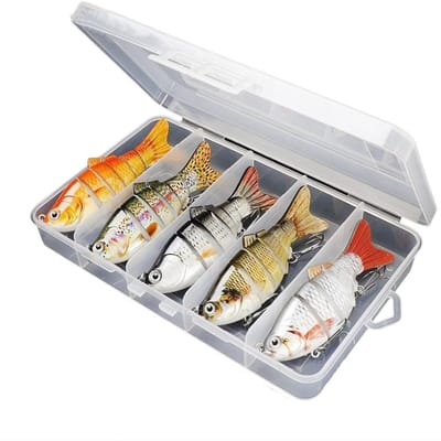 5 pièces Leurres de Pêche à la Nage Multi-Articulés Segmentés 3D Réalistes Leurres Durs Appâts de Pêche Hameçons de Pêche Leurres Artificiels Leurres Wobblers gray