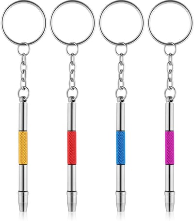 Dailygoods - Brillenschroevendraaier - 4-in-1 set - Handig mini-formaat - Voor brilreparaties - Sleutelhanger - Geschikt voor kleine schroeven