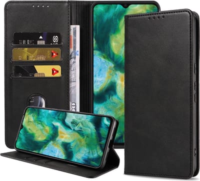 Smartphonica Telefoonhoesje geschikt voor Oppo Find X2 Lite kunstleren Hoesje met Magnetische sluiting en Pasjeshouders Book Case met Klepje - Zwart geschikt voor Oppo Find X2 Lite