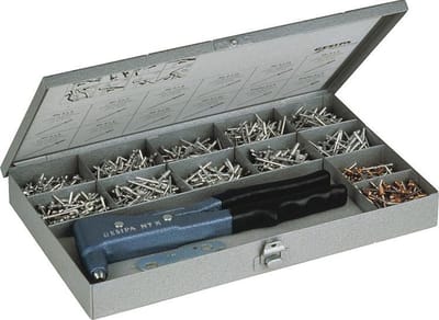 Klinknagelbox - Bevestigingsset - Metaal verbinden - 12 Standaard Maten - Tot 5mm - Grijs