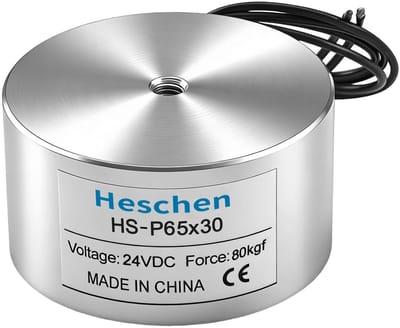 Byshayne - Electromagnet - 80 kg aantrekkingskracht - Cilindrisch model - 24 V DC - Ideaal voor industrieel gebruik - Zilver