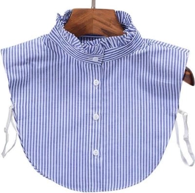 Actie4you® - Losse kraag - Blouse kraagje - Nep los kraagje – Nep Kraagje – Ronde kraag - Wit Blauw Opstaande Rand
