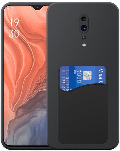 Geschikt voor Oppo Reno Z Telefoonhoesje met Siliconen Pasjeshouder - Flexible Back Cover Case Siliconen TPU with Silicone Cardslot - Zwart - Smartphonica geschikt voor Oppo Reno Z