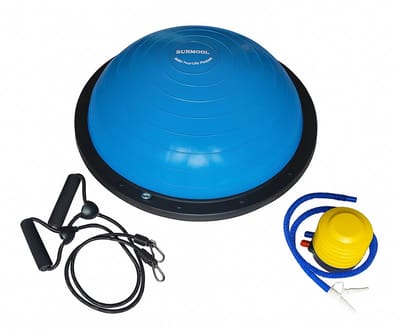SUNMOOL Balance Board - Balanstrainer - Balansbord - Wiebelkussen - Balansbal - Fitnessbal - Inclusief Weerstandsbanden en Pomp - Blauw