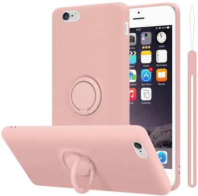 Cadorabo Hoesje geschikt voor Apple iPhone 6 / 6S in LIQUID ROZE - Beschermhoes van flexibel TPU silicone Case Cover met ring