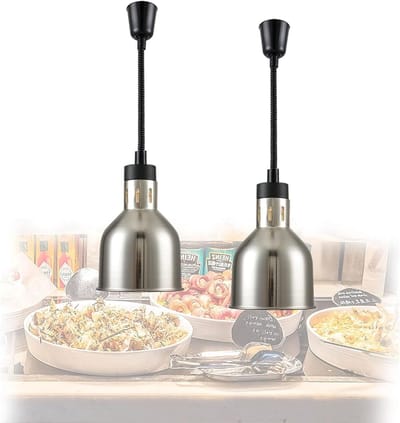 Voedselwarmer - Warmhoudlamp - Buffet Warm Houden - Uitschuifbare Hoogte - 17 cm Diameter - Zilver