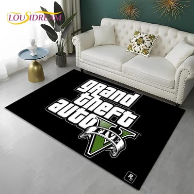 Grand Theft Auto Games 3D GTA Gamer Tapijt Vloerkleed voor Thuis Woonkamer Slaapkamer Bank Deurmat Decor, Kindergebied Vloerkleed Antislip Vloermat 40x60cm