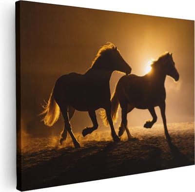 Artaza Canvas Schilderij Paard - 40x30 cm - Klein - Wanddecoratie Woonkamer - Muurdecoratie Dieren - Kamer Accessoires