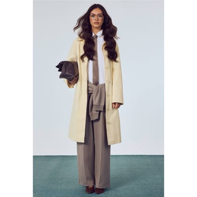 boohoo Dames Maxi Wollen-Look Jas | Butter | Maat: 8
