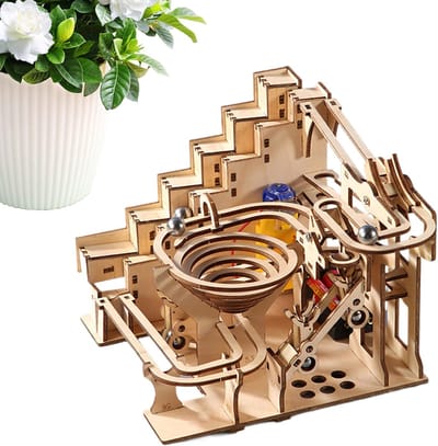 Houten Puzzel - Kralenbaan Breinspel - Stressvermindering Hobby - Mechanisch Tandwiel Ontwerp - 190x160x140mm