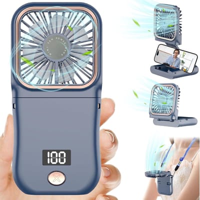 Deze opvouwbare, oplaadbare handventilator is lichtgewicht en draagbaar, met een ingebouwde 4000mAh-batterij, drie instelbare windsnelheden, een 180° verstelbare standaard en is een mini-ventilator voor persoonlijke verkoeling