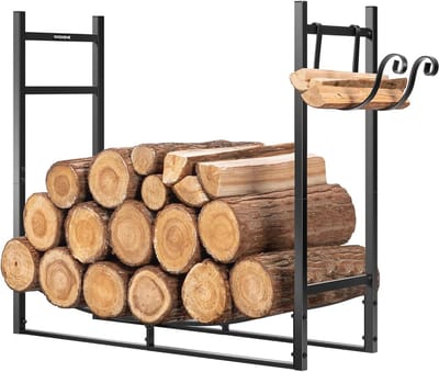 Zware Duty Brandhout Opslag Rack met Aanmaakhout Houder - Voor Binnen en Buiten Gebruik