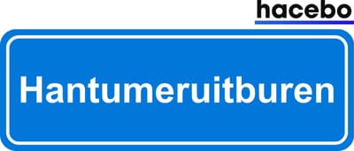 Hacebo - Plaatsnaam Sticker - 29x10 CM - Hantumeruitburen sticker - Verkeersborden sticker - grappige cadeaus - Hantumeruitburen