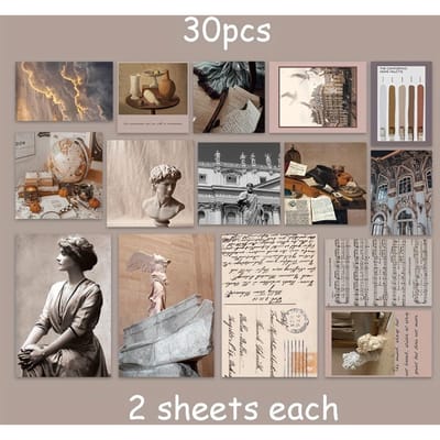 30 stuks Vintage Beeld Poster Postkaart DIY Handboek Muurdecoratie Slaapkamer Muurdecoratie Muurstickers Verjaardagspostkaartset voor Vrienden en Familie 30pcs white