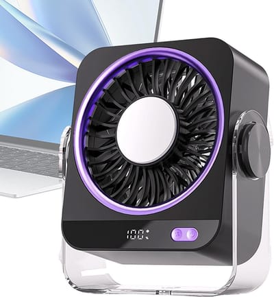 VHV-Tafelventilator met 5 Snelheden - USB Oplaadbare Bureau Ventilator - Fluisterstille Kleine Ventilator voor Kantoor en Bureau - Draaibare Mini Ventilator voor Slaapkamer en Studentenkamer