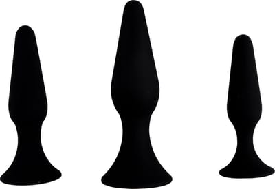 Hands Free Anaal Plug - Set van 3 - Zwart