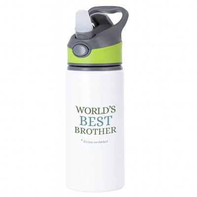 Hacebo® - World's best brother waterfles met rietje groen - Broer - een broer - verjaardagscadeau - cadeau voor broer - gift - kado - water fles - 650ML