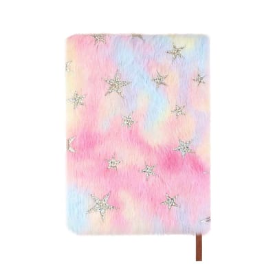 Dailygoods - Pluche A5 Journal Notebook, Big Star Hardback Dagboek Kladblok 160 pagina's gelinieerd notitieboek met lint bladwijzer voor het maken van notities, schrijven, tekenen (A, A5)