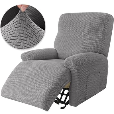 4 stuks/set Enkele Stretch Relaxfauteuil Bankhoes voor Woonkamer Effen Kleur Elastische Antislip Fauteuilhoezen All-inclusive Hoezen 1 seater
