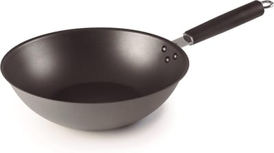 Stalen Wok - Roerbakpan - Lekker Koken - Antiaanbaklaag - 28 cm - Zwart