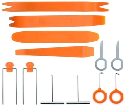 Allecto - Car Radio Audio Stereo Disassembly Tool Set - Multifunctionele ontmantelingstools - Oranje - Trim Wedges - Perfect voor auto-interieur en...