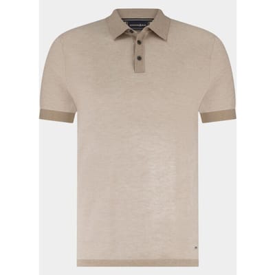 Polo Scotland Blue beige wren knitted korte mouw 3 knopen