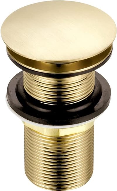 Vervangende wastafelstop koepelvormig drukslot geborsteld messing ronde standaard aansluiting G 1 1/4" BSP 1 st.