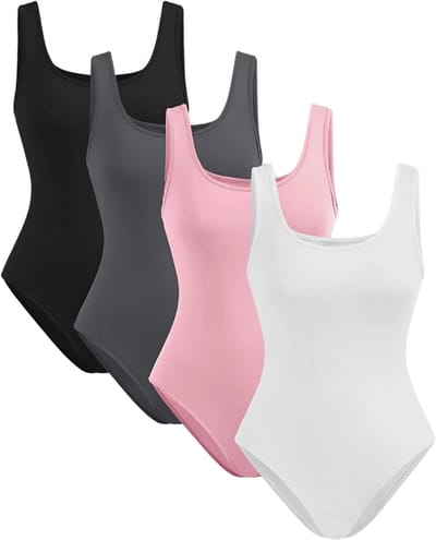 Livano Bodysuit Dames - Jumpsuit - Corrigerend Ondergoed - Body plunge - Lingerie - Setje Vrouwen - 4 Pcs - Gemengd 3 - Maat L