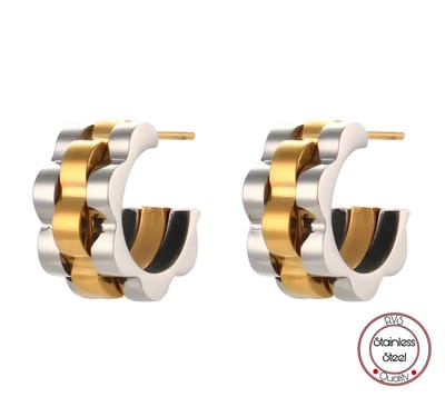 Presidente Oorbel | Oorbel Vrouwen | Schakel Oorbel | Staal Zilverkleurig & Goudkleurig | Cadeau voor Haar | Cadeau voor Vrouw | Oorhanger | Zilverkleurig & Goudkleurig | Set | Soraro