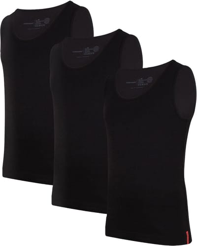 Undiemeister Onderhemd Heren - Tanktop - 3-Pack - Volcano Ash (Zwart) - Mellowood Tencel - Ronde Hals - Slim fit - Maat M